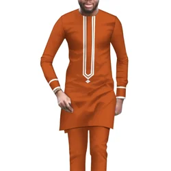 Roupas masculinas africanas dashik terno casual 2 peças conjunto camisa e calça moda esporte estilo nigeriano roupa masculina manga longa wyn1754