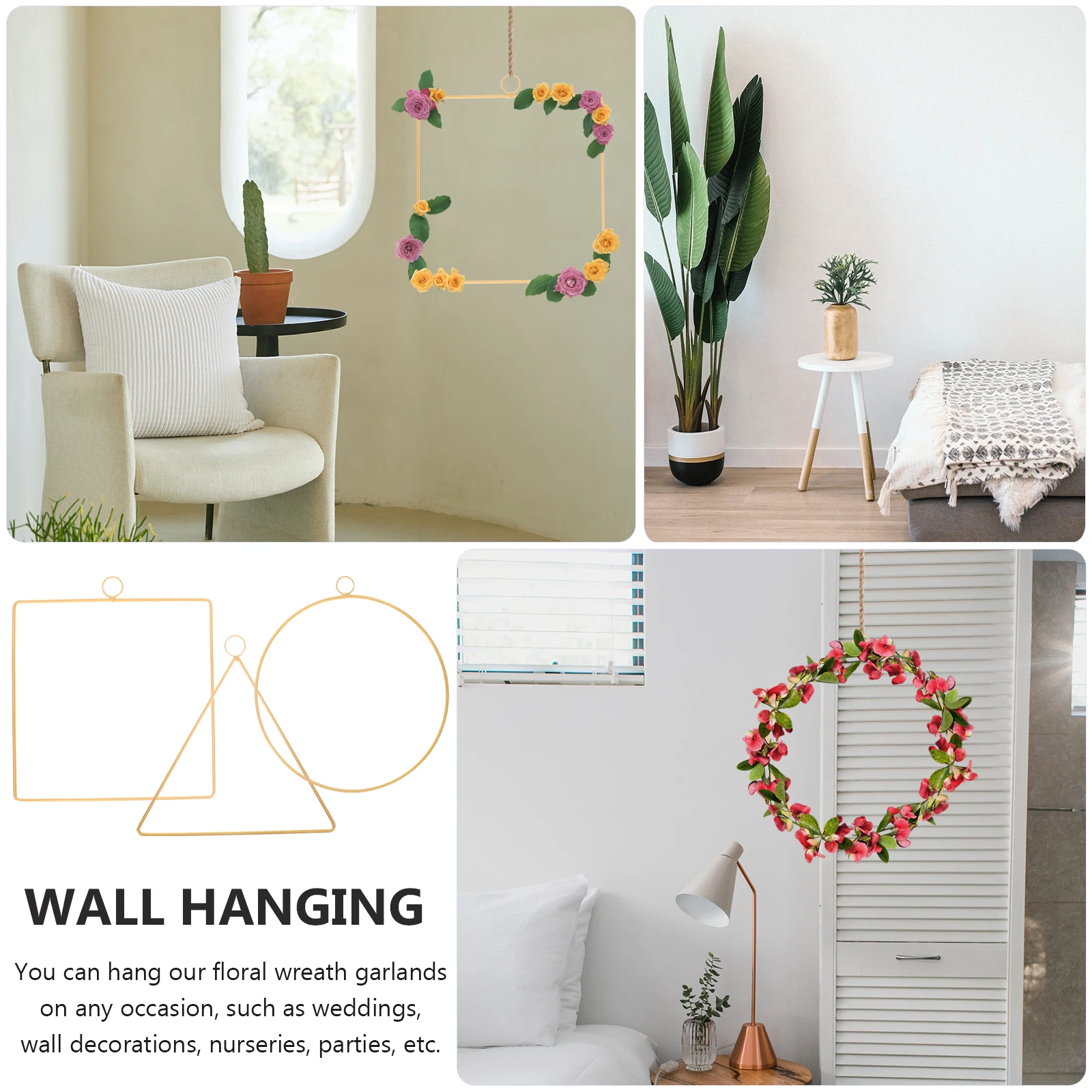 

3pcs Metal Floral Frame Shaped Wreath Loop Strong Iron Frame Diy Crafts Halloween Home Decor Garland Flower Wreath