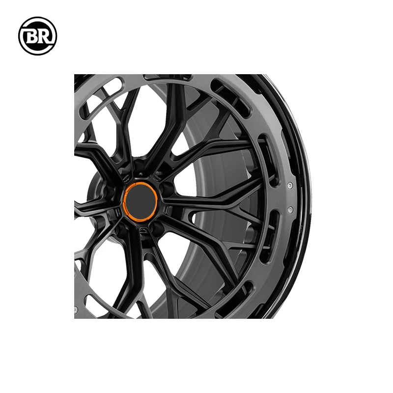 Borui Custom Carbon Fiber Decorative Panel 18-24 Inch Racing Car Wheels Deep Dish Forged 5*130 Rims With Polished Lip