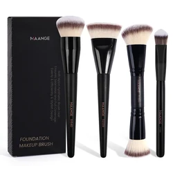 MAANGE 4pcs Pro Makeup Brushes Kit with Gift Box Flat Top Foundation Brush Dual-head.Triangle Bristle Head for Contour Conceal