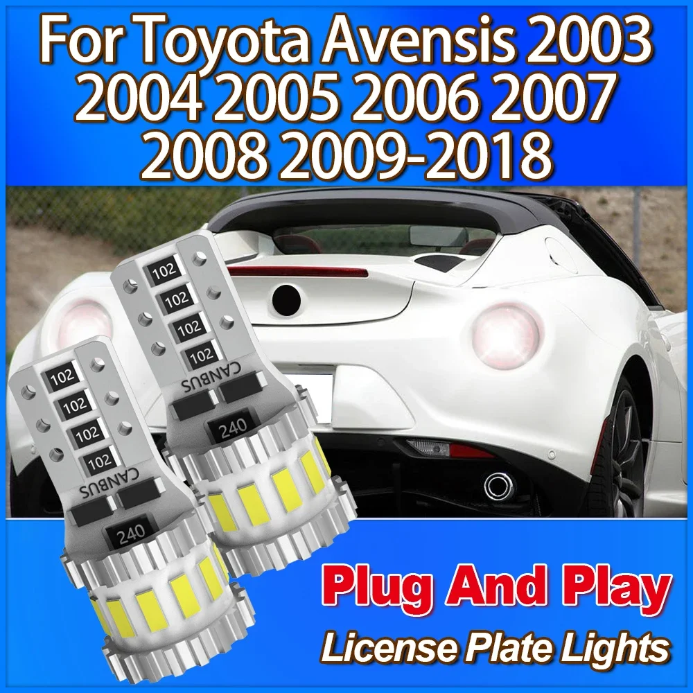 

3400LM W5W T10 194 168 CSP Chip License Plate Light 6000K White 12V For Toyota Avensis 2003 2004 2005 2006 2007 2008 2009-2018