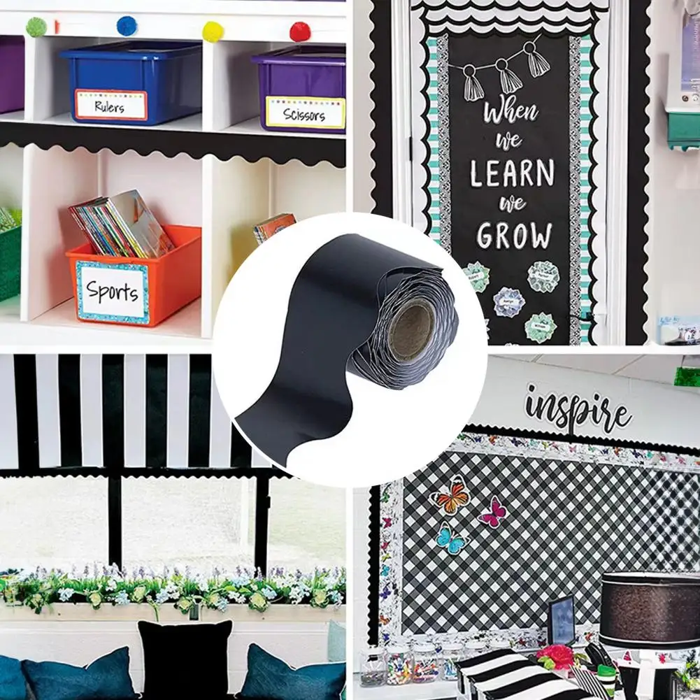 1 рулон, рамка для доски, отделка для доски, отделка из бумаги с волнистыми краями, дизайн краев, крафта, доска для объявлений, Настенный декор