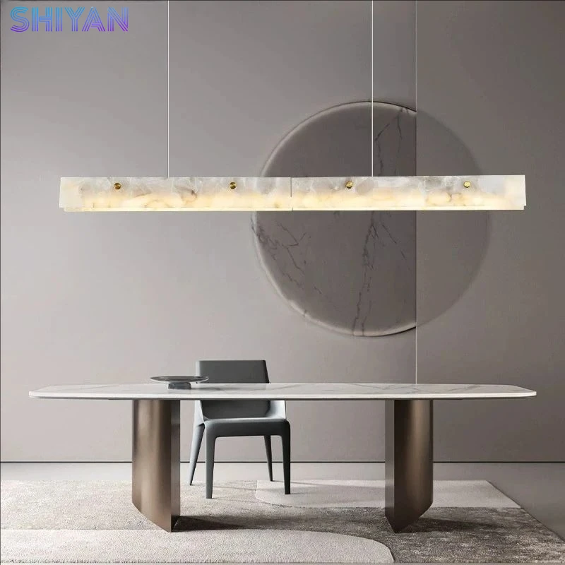 

Nordic Natural Marble Pendant Light LED Minimalist Chandelier Hanging Ceiling Fixtures for Kitchen Island Dining Room Bar
