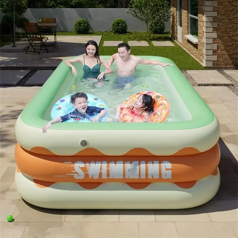 

th Piscine gonflable pour enfants, jouets d'extérieur, pataugeoire rectangulaire, pliable, grande piscine épaisse,