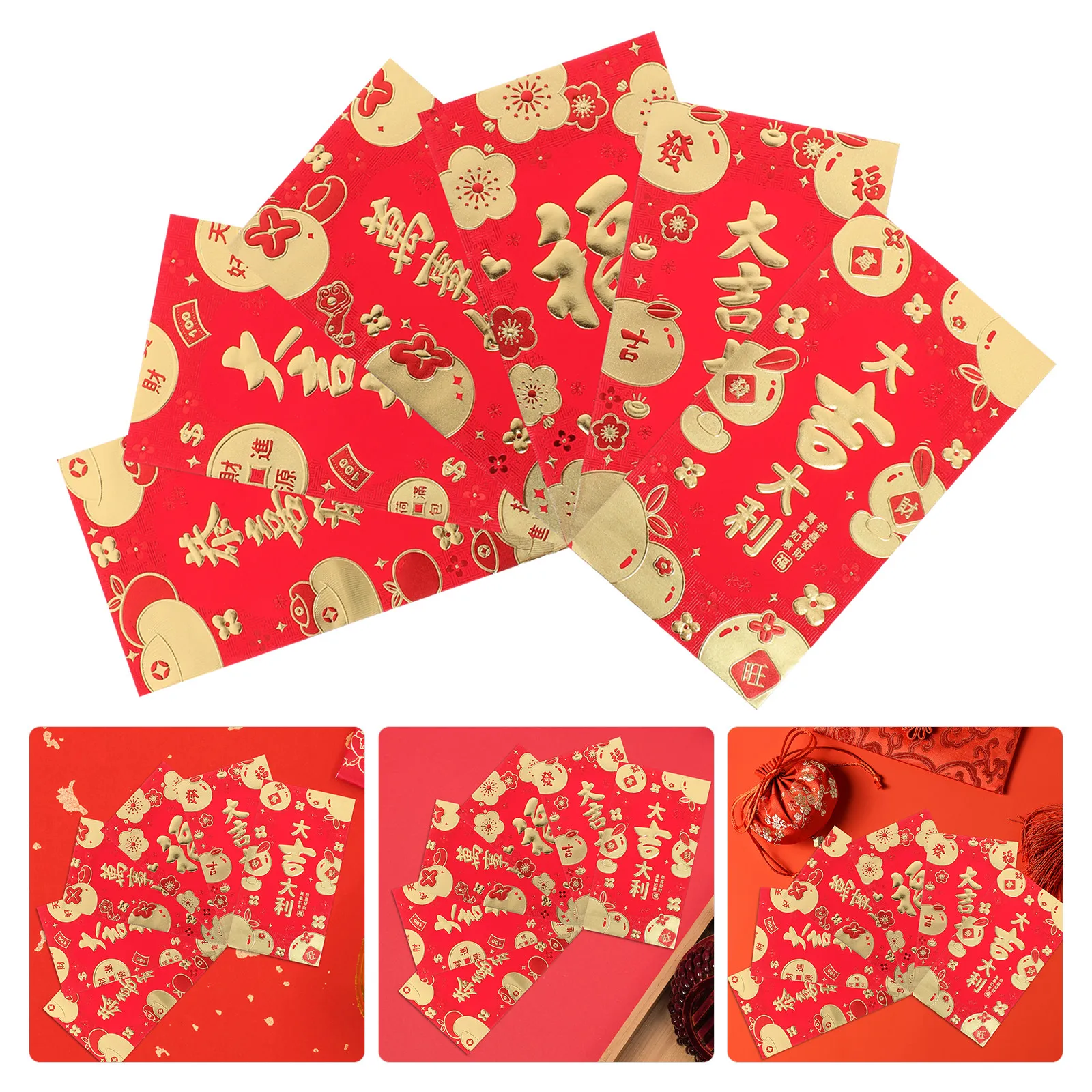 

10 Pieces Cartoon Snake Design Red Envelopes for Chinese New Year Spring Festival Lucky Money Gift Packaging Paper Red Packets