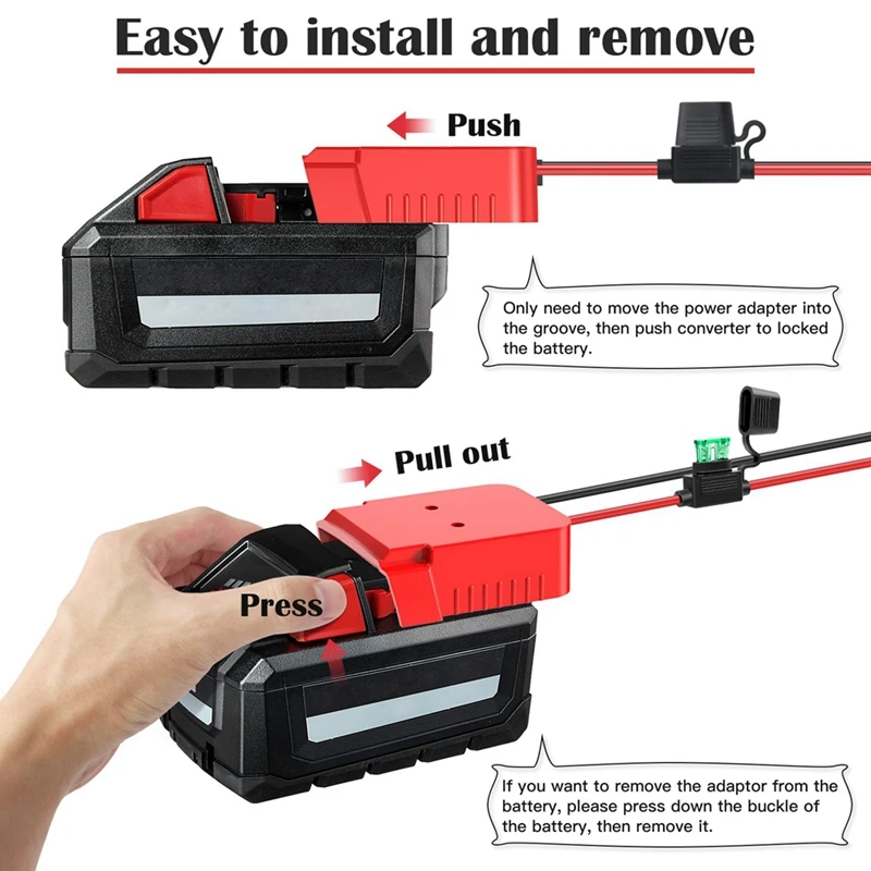 Power Wheels Adapter Battery Adapter For Milwaukee M18 18V Power Wheels Battery Converter Kit With Fuse & Switch