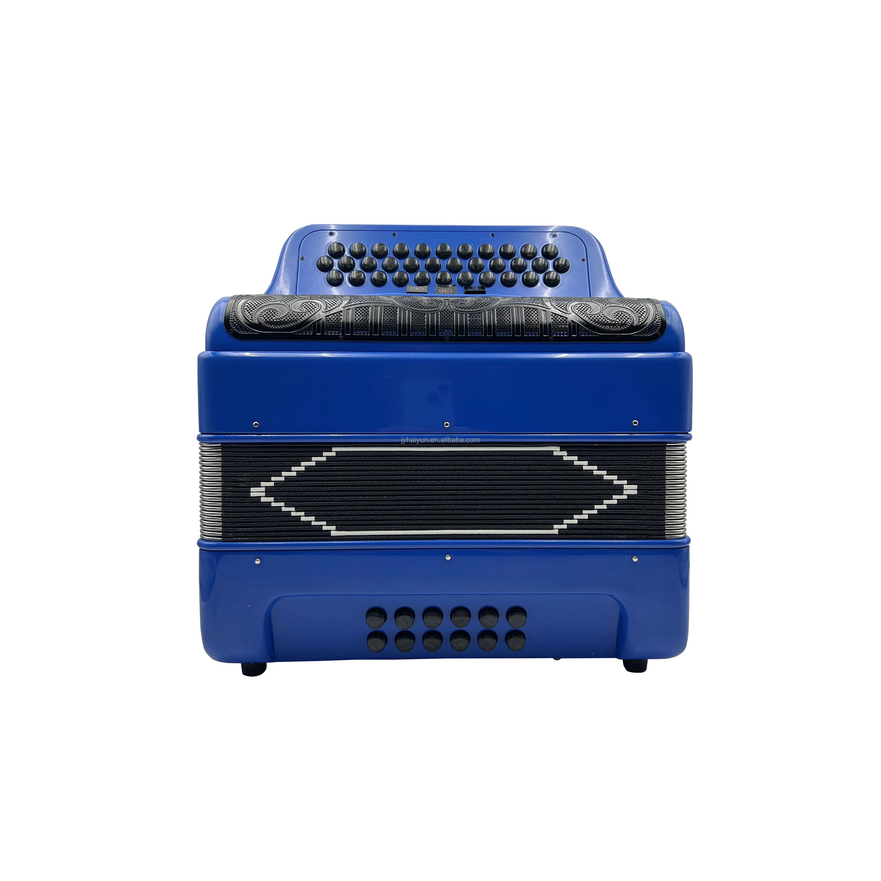 

Professional Musical Accordion Acordeon 34 Buttons 12 Bass 3 Registers Light Blue Black Grill And Buttons-JB3412C