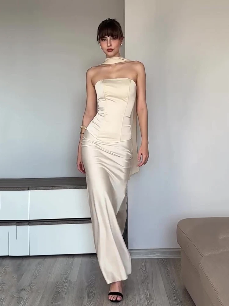 Spring Sleeveless Half Length Skirt Suit Women Sleeveless Chest Hugging Tops+high Waist Bust Skirt Autumn Female Two Piece Set
