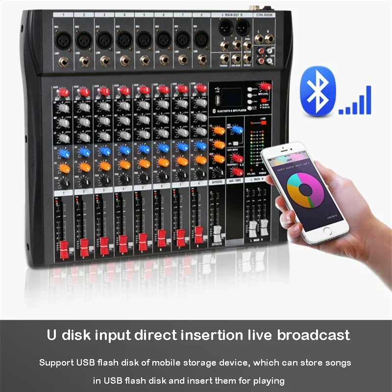 DJ Controller Mixer Audio Sound Mixing Table Card Professional PC Digital Consoles Interface Console Pro Equipment 8 Channel