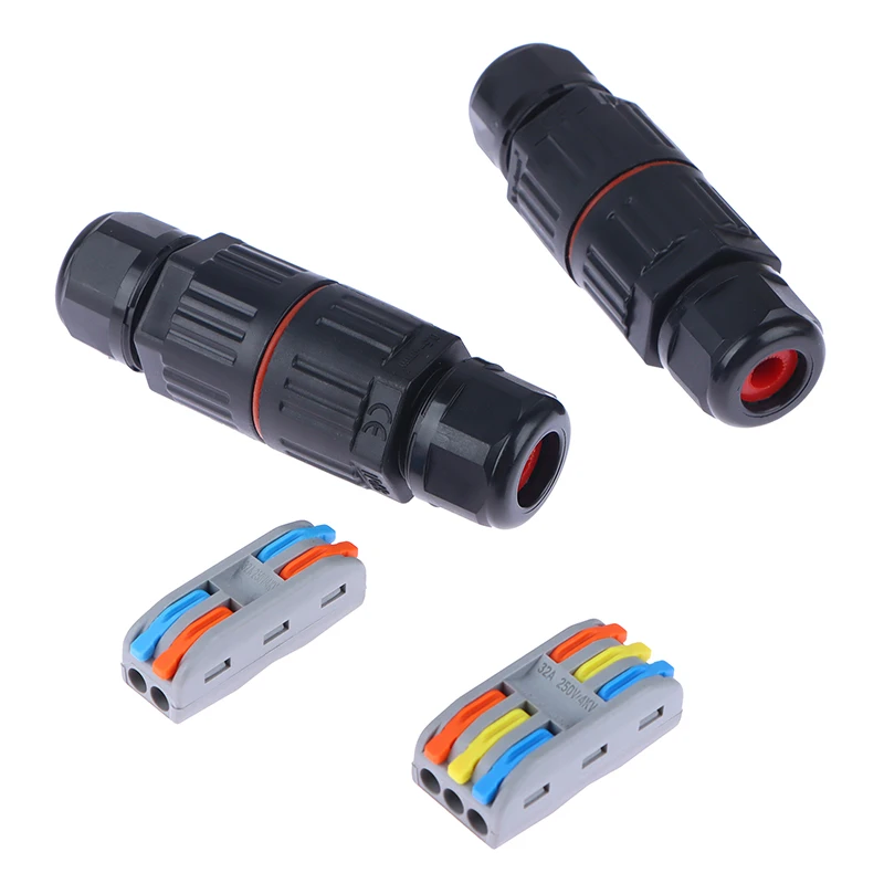 1Pc IP68 Electrical Waterproof Connector Wire Cable 2/3 Pin Plug Straight Quick Push In Terminal Block Conductor Connector