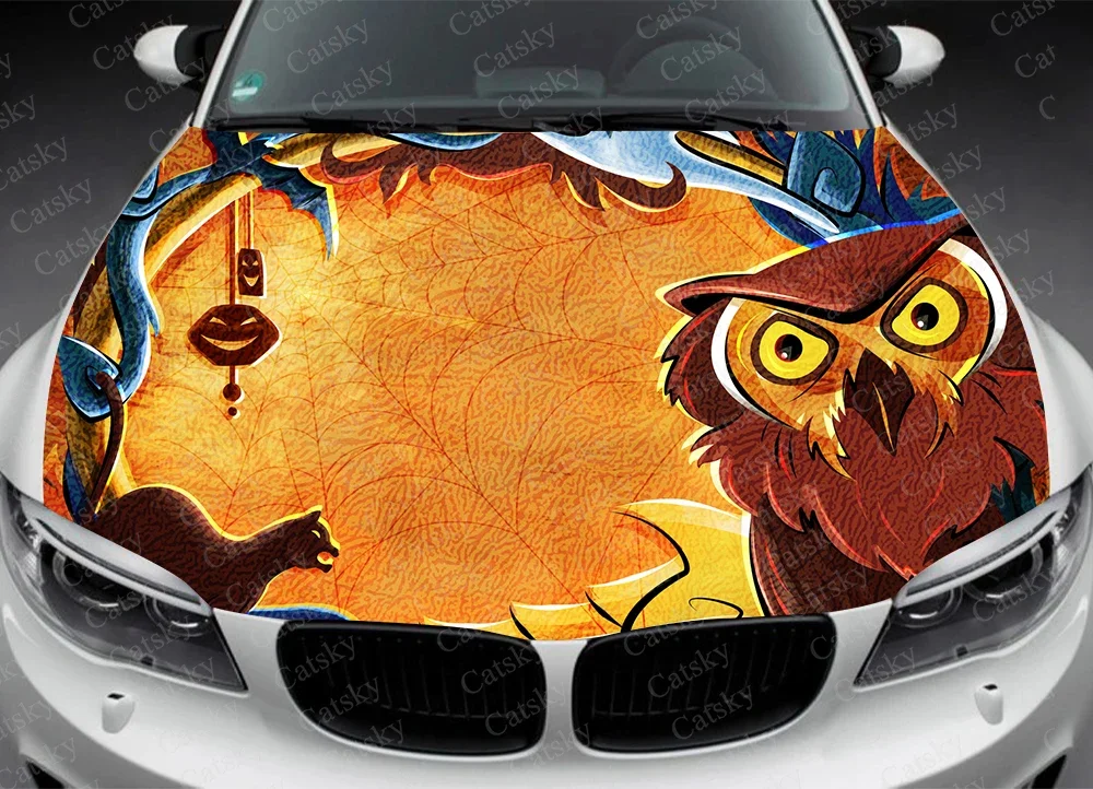 Creepy Halloween Car Hood Vinyl Stickers Wrap Vinyl Film Engine Cover Decals Sticker Universal Fit Any Car