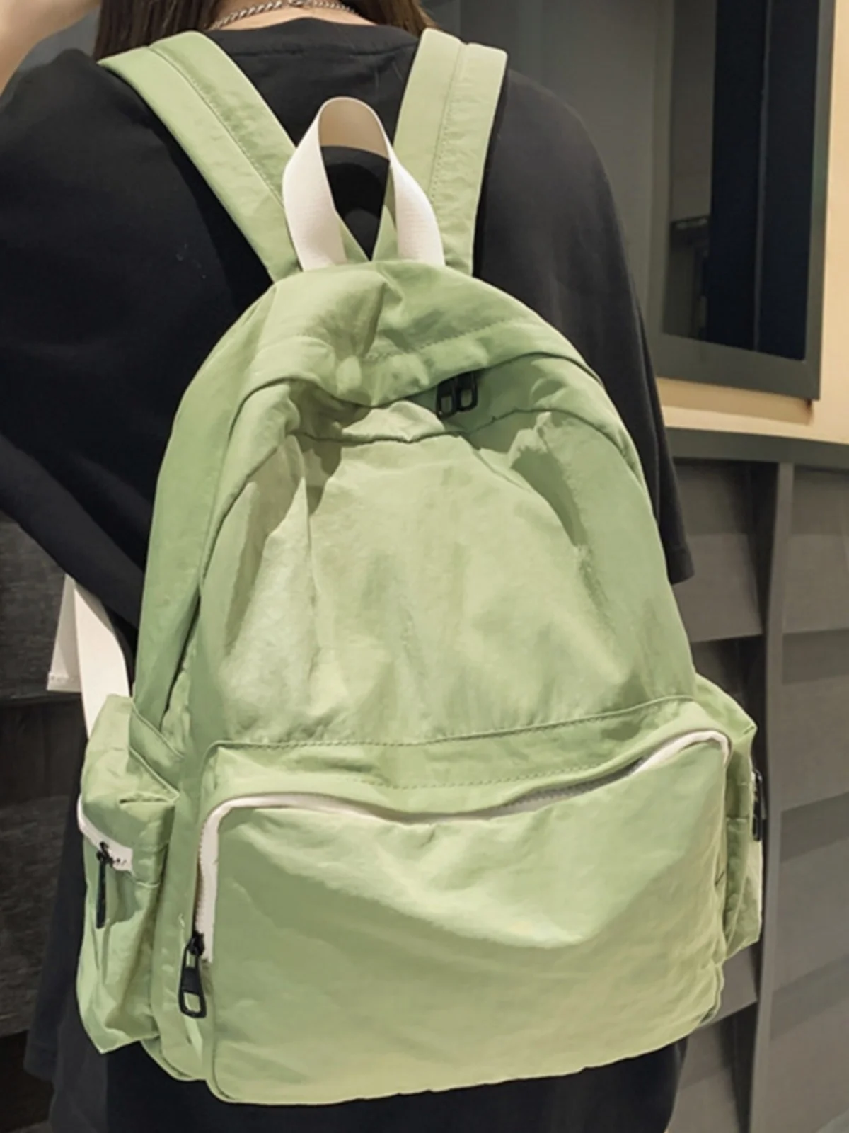 Casual Nylon Canvas Bapa Lightweight Simple Pure Color High School Student Double oulder Bag Korean Version Daily Use