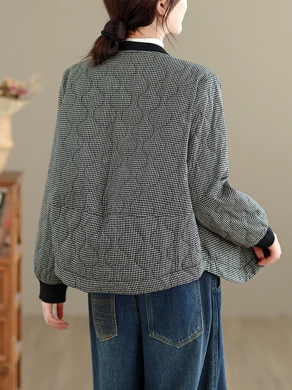 منقوشة القطن Jaet المرأة عادية Faionable طويلة Sve الوقوف طوق ort ملابس خارجية القطن الخالص الخريف الشتاء وصول جديد