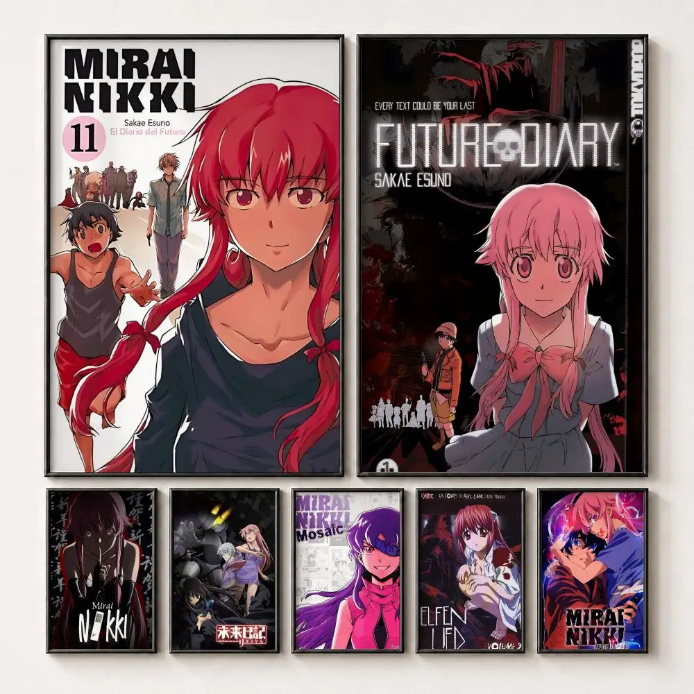 Anime Figure Mirai Nikki The Future Diary Poster HD Peel and Stick Waterproof Poster for Bedroom Office Dorm Decor