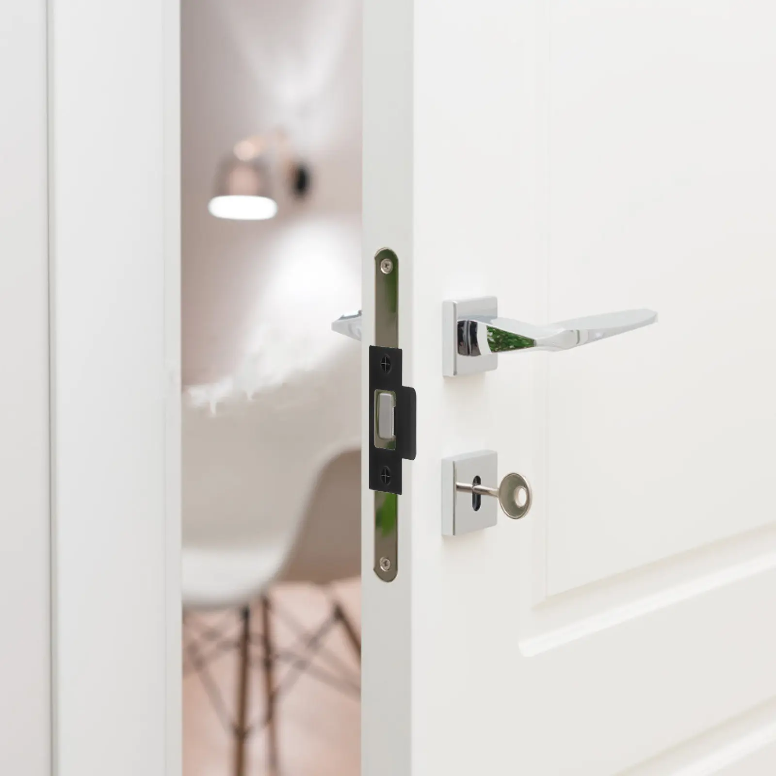 

2Pcs Stainless Steel Door Latch Guard Plate T-Shaped Strike Plate for Bedroom Bathroom Study Doors Hole Filler Reinforcement Kit