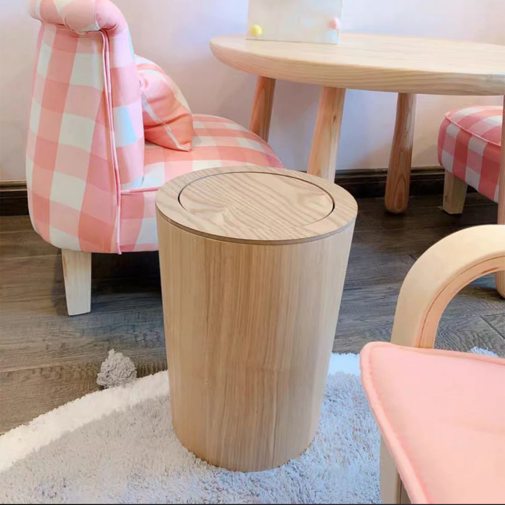 Garbage Can Wood Hotel Bedroom Toilet Trash Rubbish Bin Wastebasket