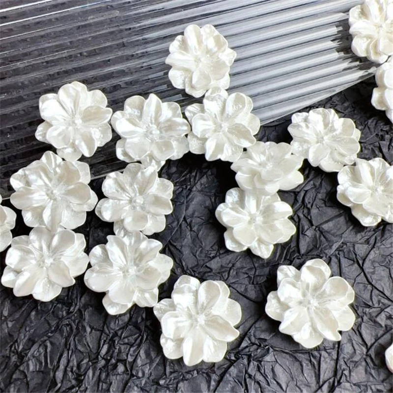 10Pcs/Lot New Creative Acrylic Flower Beads Imitation Pearl White Charm Connectors Diy Earrings Jewelry Making Resin Acessories