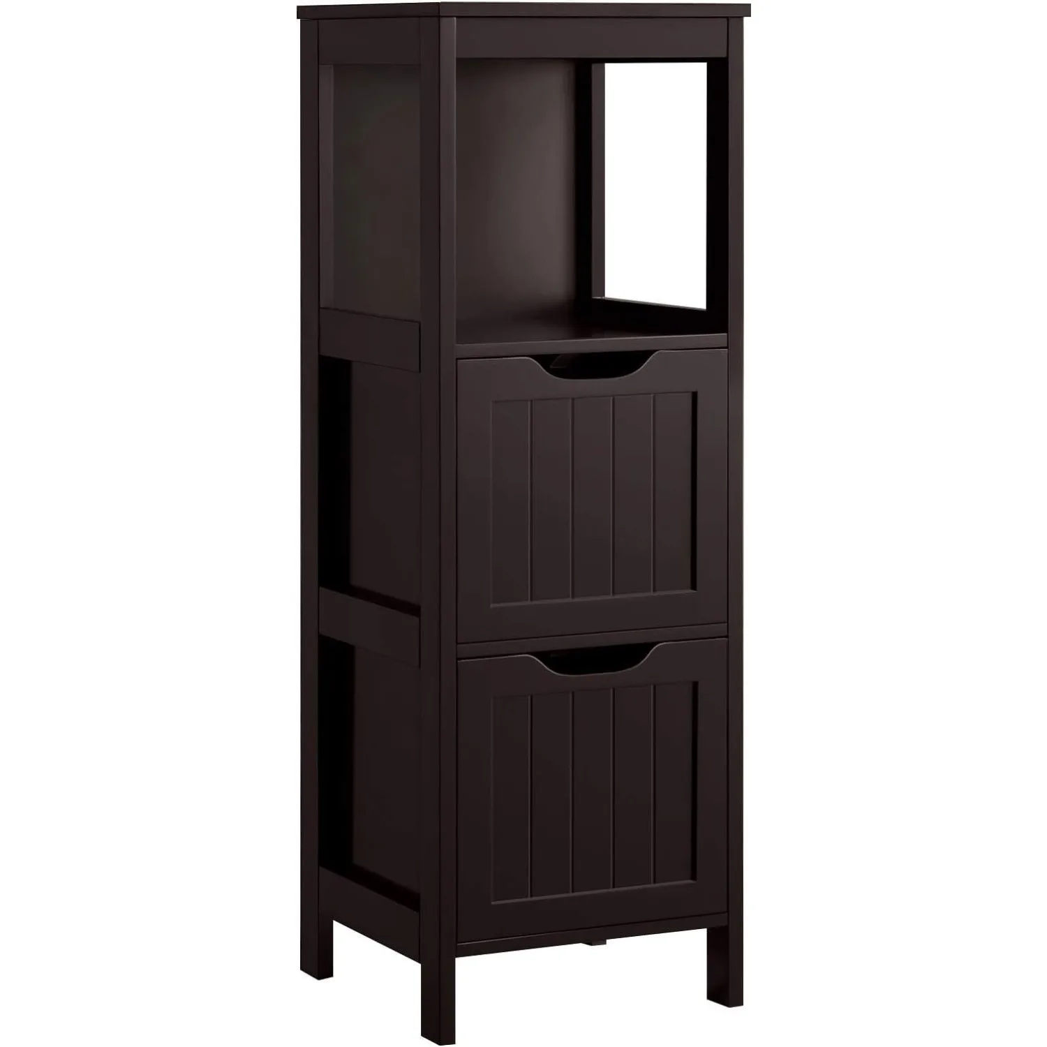 

Bathroom floor cabinet, wooden storage cabinet with 2 drawers and 1 shelf, D11.8xW11.8xH35 inch espresso