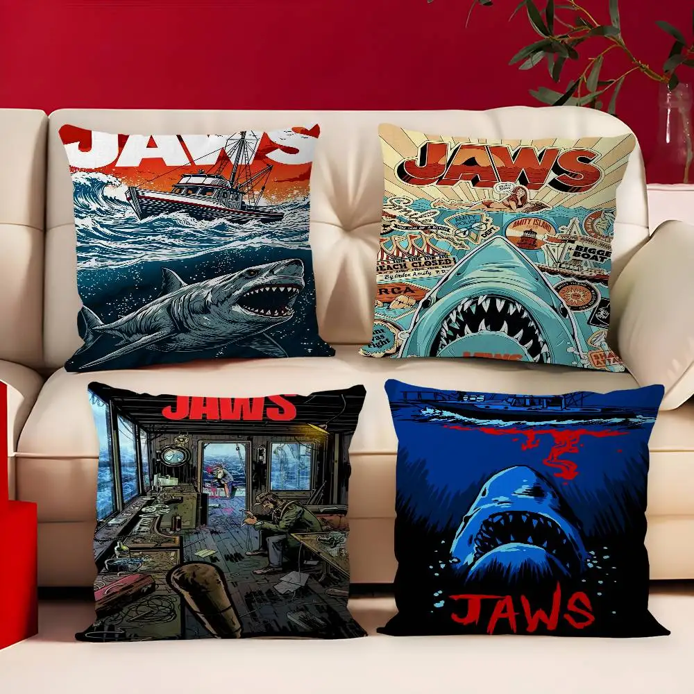 

American Classic Horrible Movie Jaws Cushion Cover Car Throw Pillow Case For Sofa Car Christmas Gift 40x40cm 45x45cm