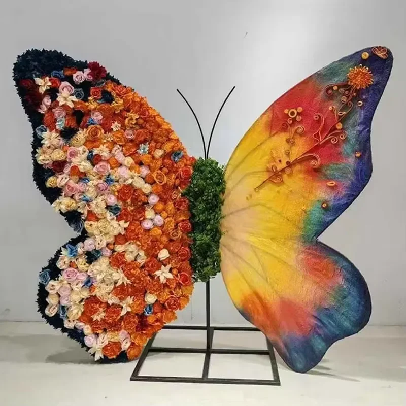 Wings Stage Stand Decor Giant Wedding Backdrop Shop Decor Artificial Butterfly Flowers Decoration Props for Party Wedding