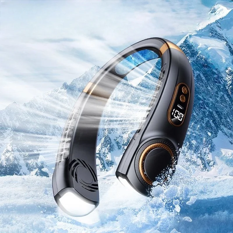 

2025 Подвесной шейный вентилятор Портативный безлопастной шейный вентилятор Воздухоохладитель Цифровой дисплей Перезаряжаемый кондиционер Шейный вентилятор