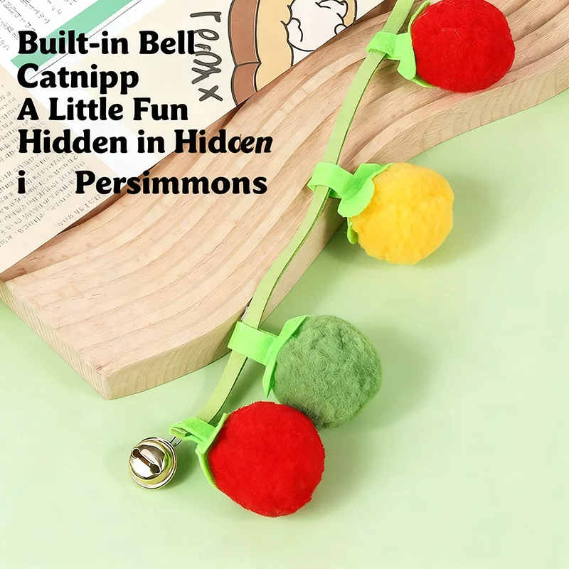 Persimmon-förmiger Katzenspielstab mit Glocke, bissfest, interaktives Spielzeug zur Selbstbeschäftigung, Entspannung, Haustierzubehör für Katzen – Detail 4