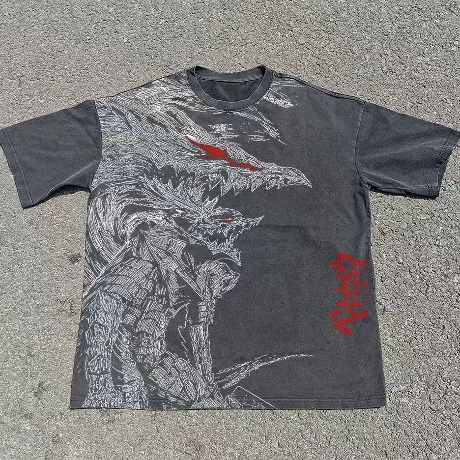 Classic Vintage Berserk Anime Guts Berserker Armor Manga Graphic Tee Cotton Mens Womens T-Shirt Summer Streetwear