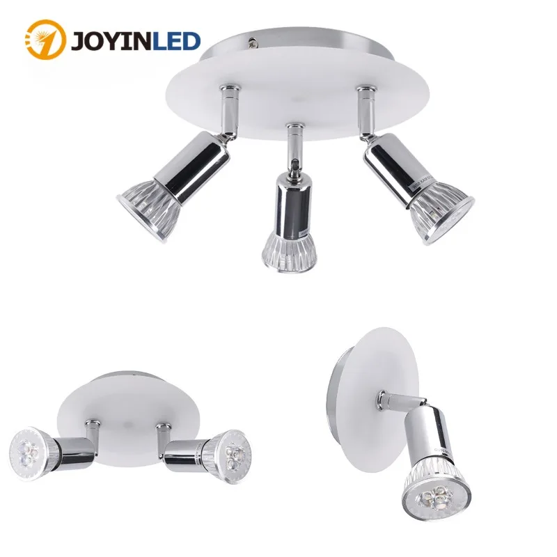 

1/2/3 Heads Chrome Design Spot Light Frames with GU10 Ceiling Spotlight Aooly for Home Store Cafe Decorative Lighting Fixtures