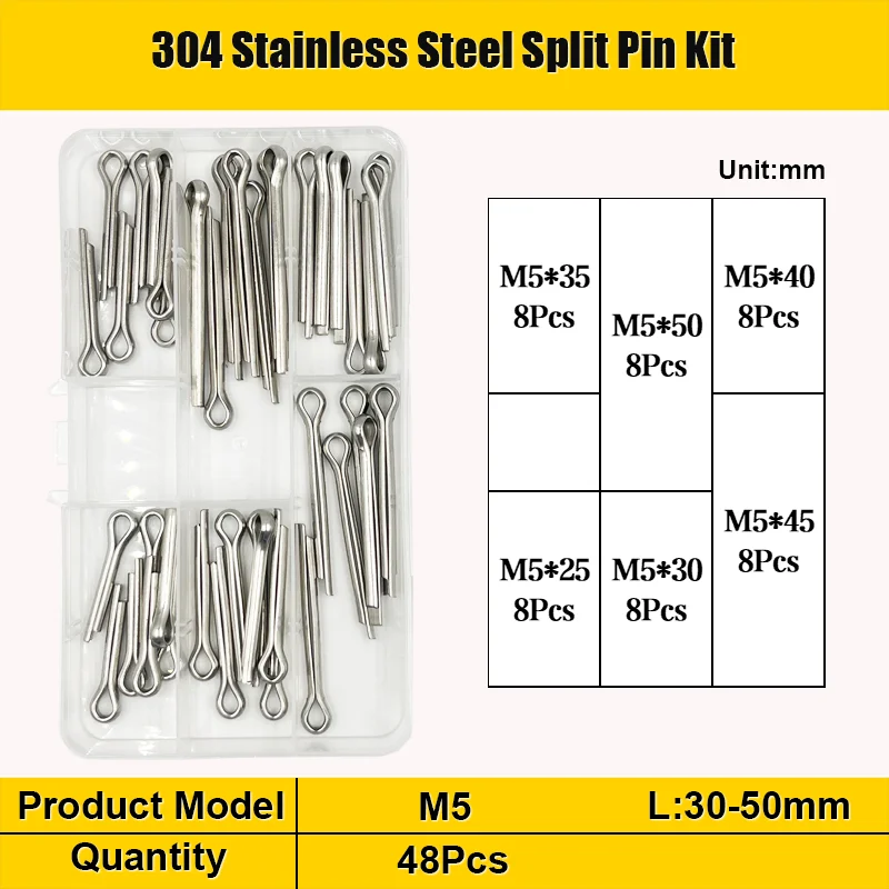 M1,5 M2 M3 M4 M5 M6 Edelstahl U-Form Typ Frühling Splint Haarnadel Splint Set Split Clamp Offene elastische Clip für Auto – Detail 9