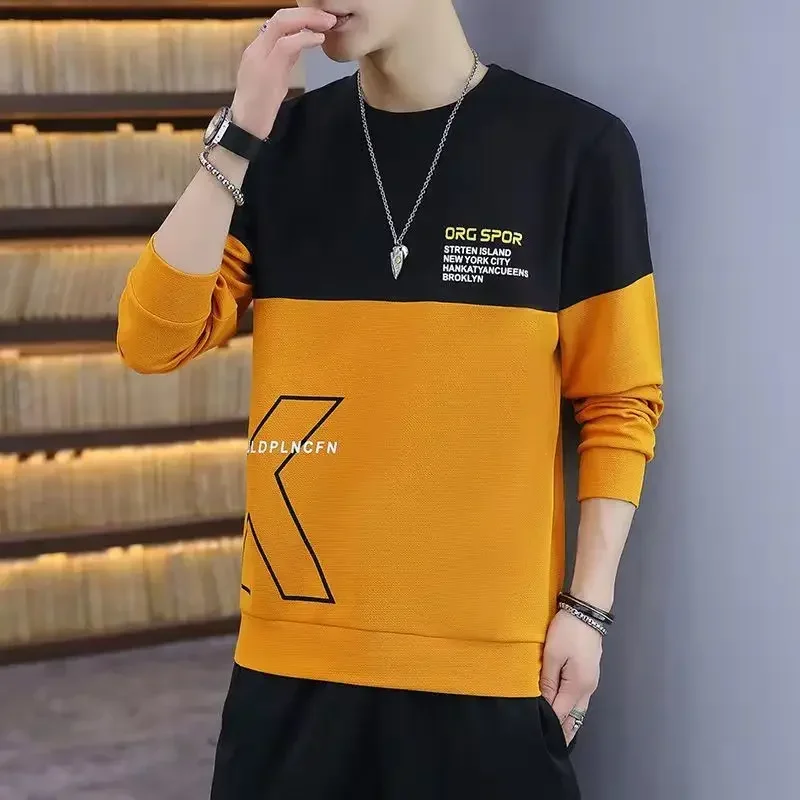 T Shirt For Man Spliced Men's Clothing Printed Top Pullover Sweatshirts New With High Quality Harajuku Fashion Emo High Brand F