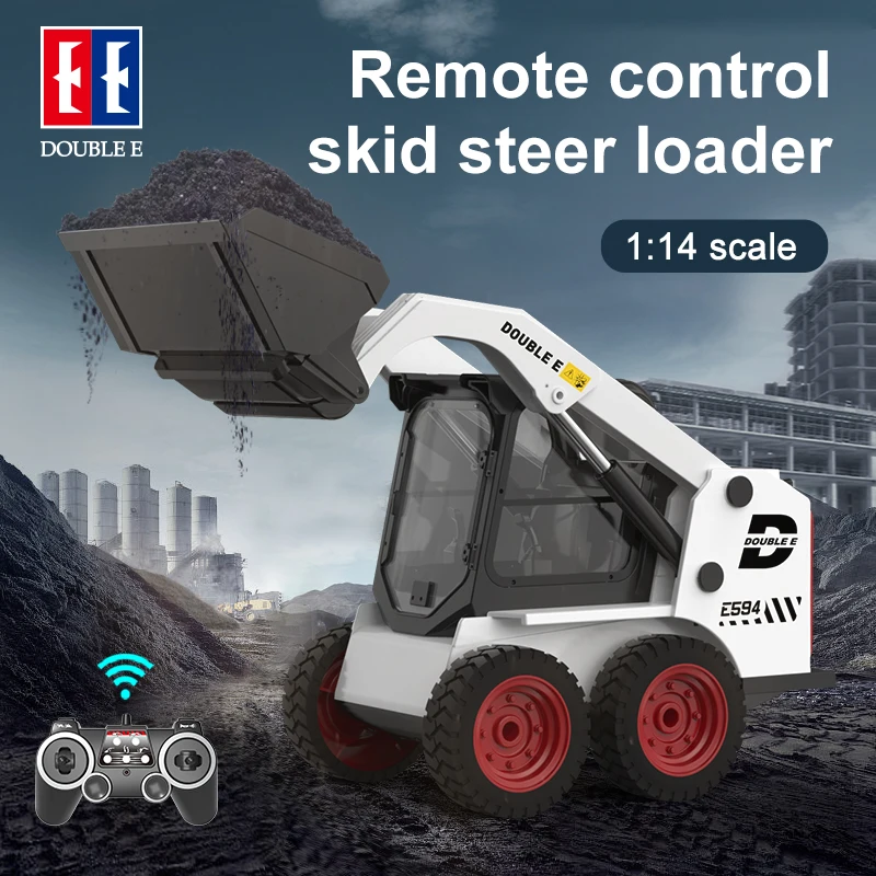 DOUBLE E E594 RC Truck Slip Loader 1:14 Tractor modelos de coche excavadora a Control remoto vehículos de ingeniería juguetes para niños