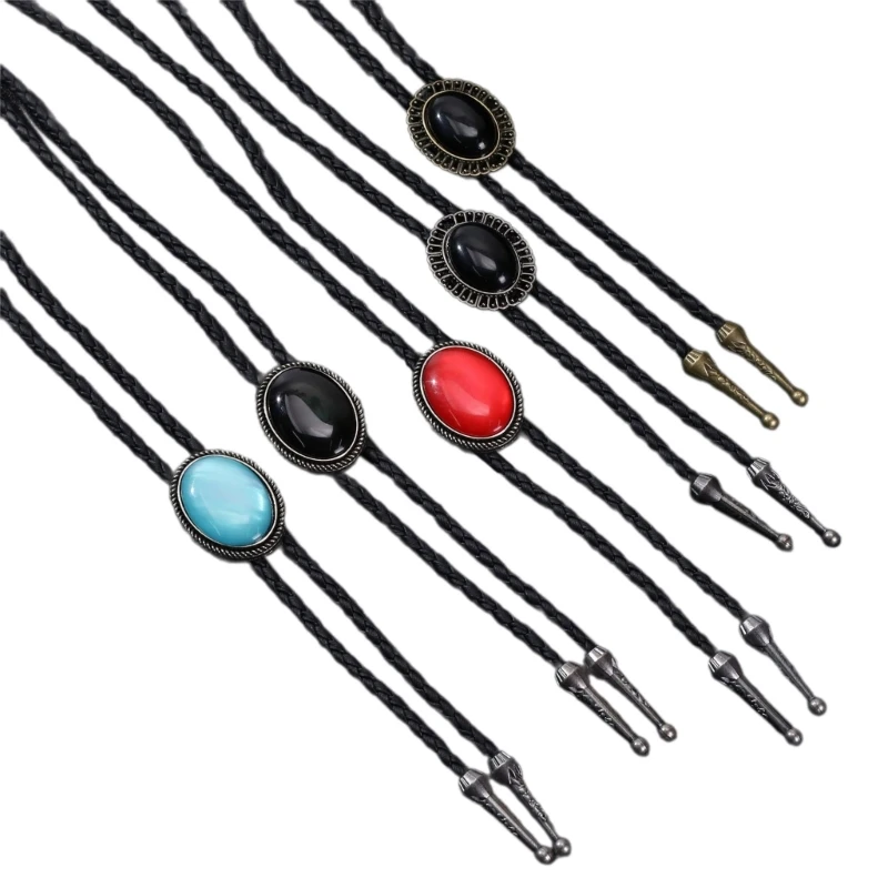 

5pieces Bolo Tie for Men Woman Performances Teen Western Necklaces Necktie Metal Cool Western Necklaces Cowgirls Costume