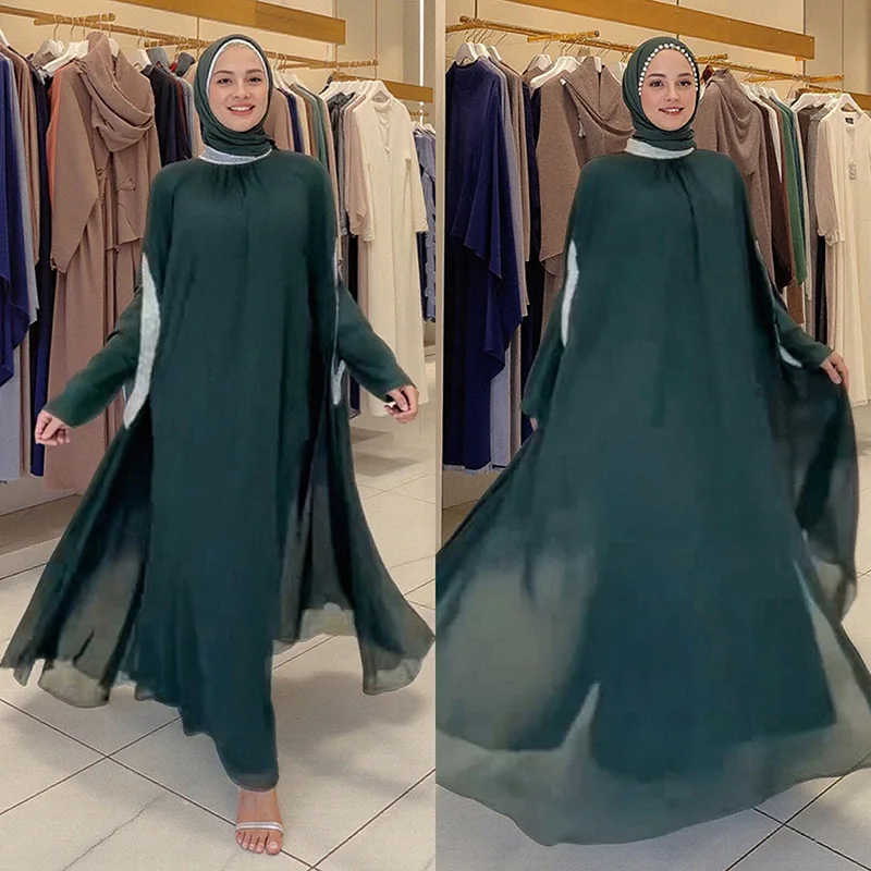 

African Dresses for Women Chiffon Sequin Evening Party Gown Muslim Sets Ankara Dashiki Africa Clothing Boubou Robe Kaftan Abayas