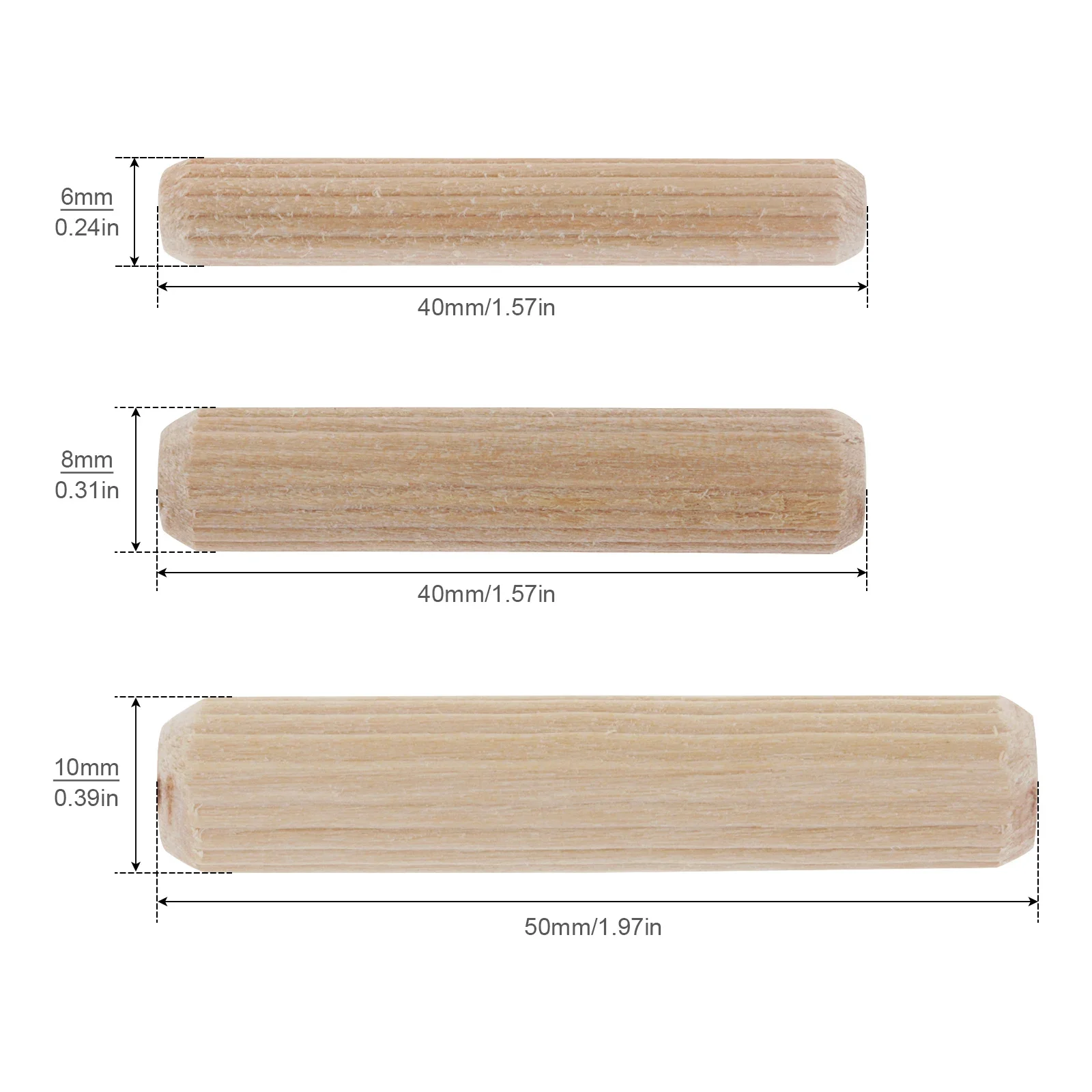 10pcs Wooden Dowels Hard Wood Grooved Plugs Furniture Woodwork Grooved Fluted Pin Craft Carpentry Woodworking Doweling Jig Kit