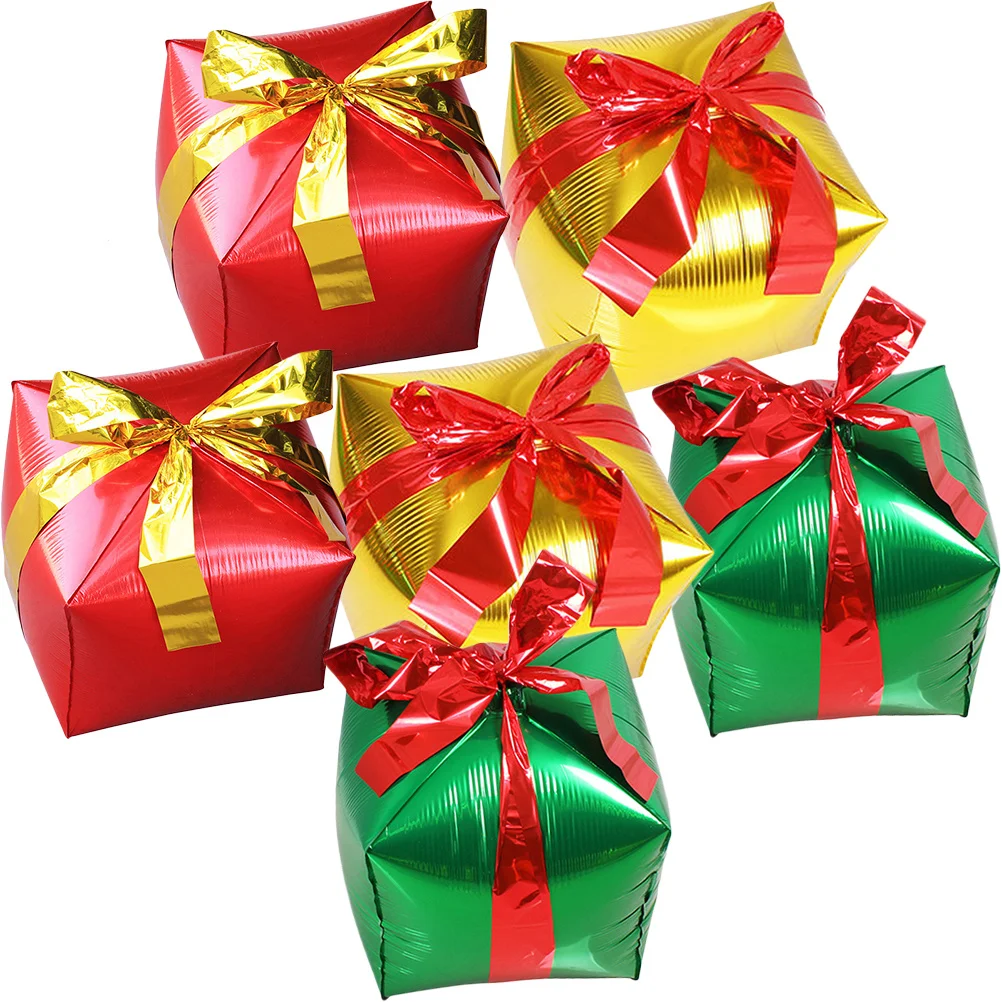 

6Pcs Giant Present Box Balloon Colored Foil Balloons Decor for Birthday Party Christmas Wedding Shower Graduation Joyful