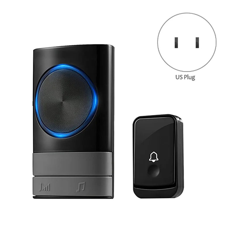 

Wireless Doorbell Waterproof Doorbell Kit 200 Meter Range With 45 Selectable Melodies, 4 Volume Level For Office US Plug