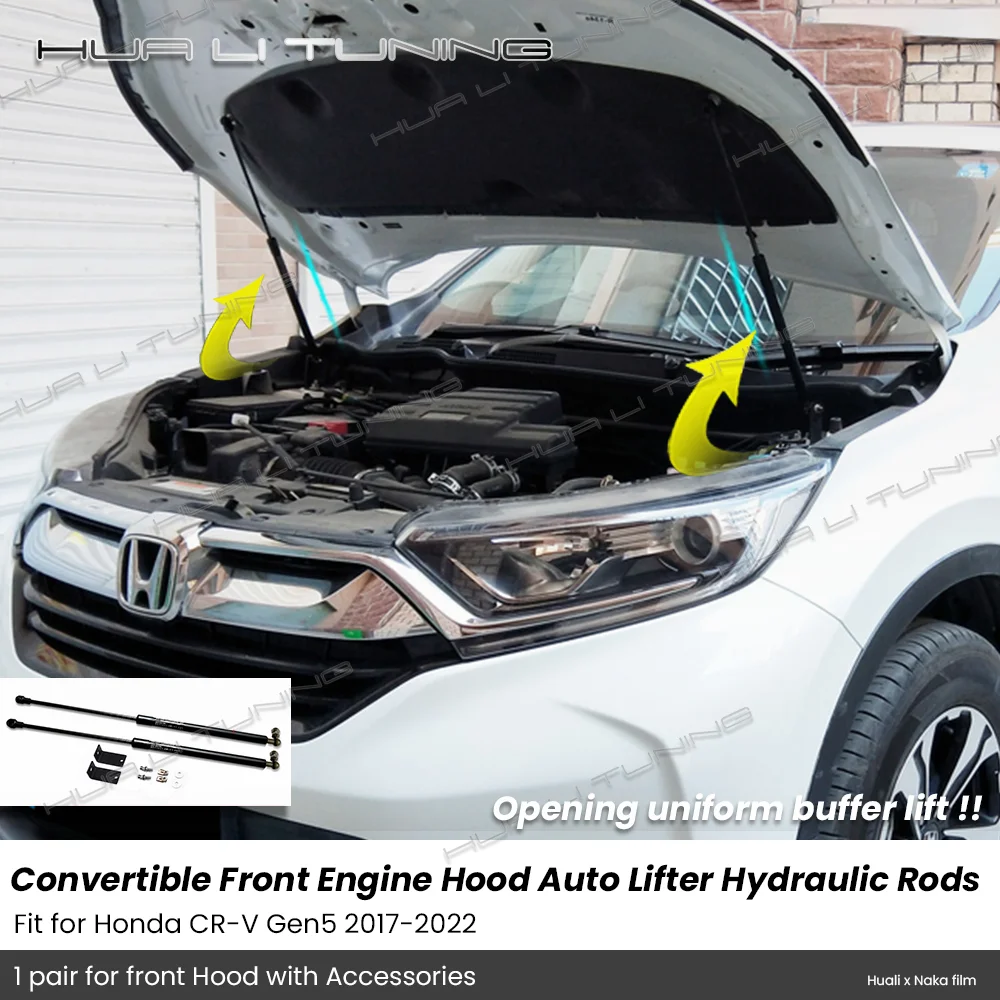 

For Honda CR-V Gen5 2017-2022 Conversion Front Engine Hood Lift Hydraulic Rods Support Lever Function Upgrade Auto Accessories