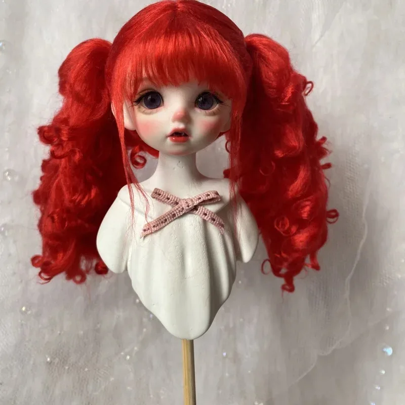 

OB11 Imitation Beach Wool Doll Hair, Small Header Around Radish Red Curly Wig, Head Circumference 8-18cm