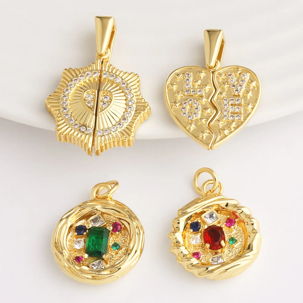 OCESRIO Multicolor Crystal Bird's Nest Pendant for Necklace Copper Gold Plated Broken Heart Jewelry Making Supplies pdta203