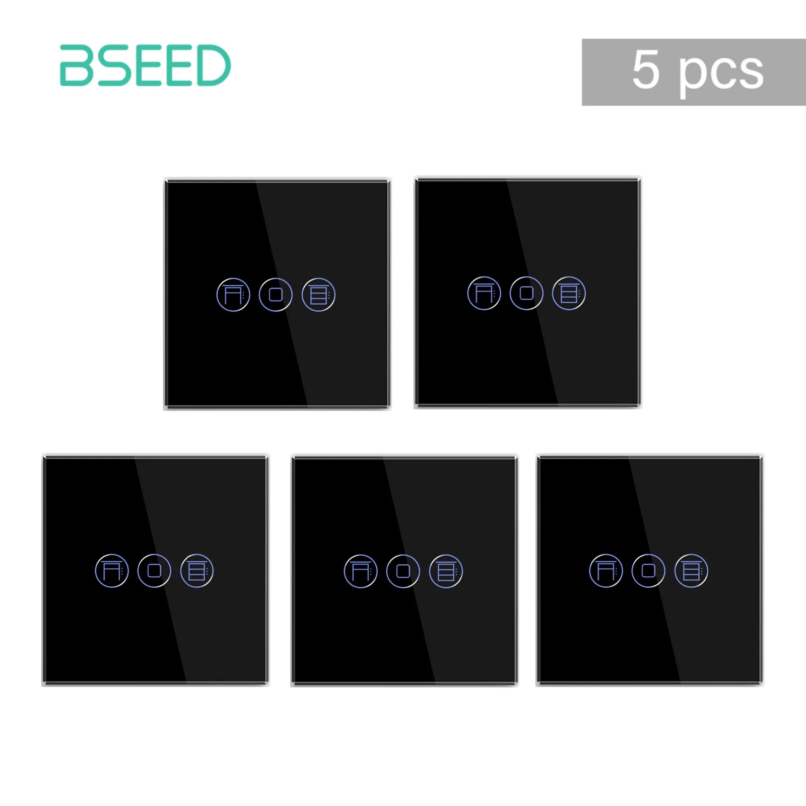BSEED WLAN-Rolladen-Schalter, Intelligenter Jalousie-Schalter, Kristall-Wand-Touch-Schalter, Drahtlose Steuerung über Smart Life Tuya Alexa App
