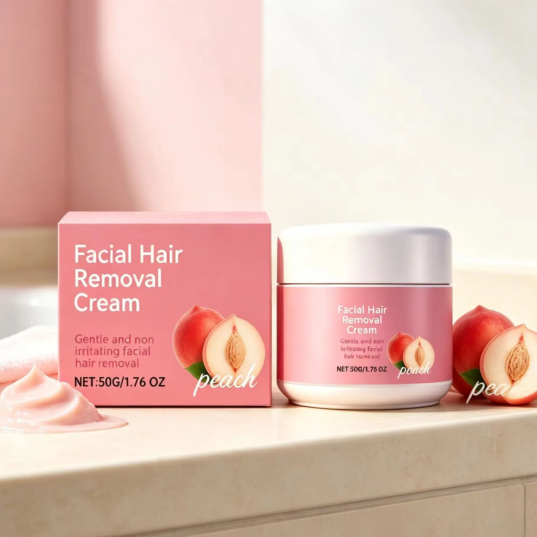 Facial Hair Removal Cream Peach Painless Non-irritating Suitable for Sensitive Skin Care Upper Lip Hair Removal Depilatory Cream