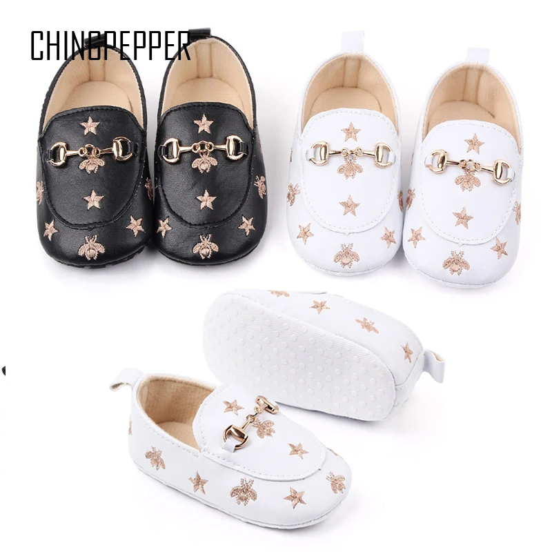 Brand Infant Boy Crib Shoes 1 Year Baby Item Footwear with Bees Stars Newborn Casual Loafers Toddler Soft Moccasin for Girl Gift