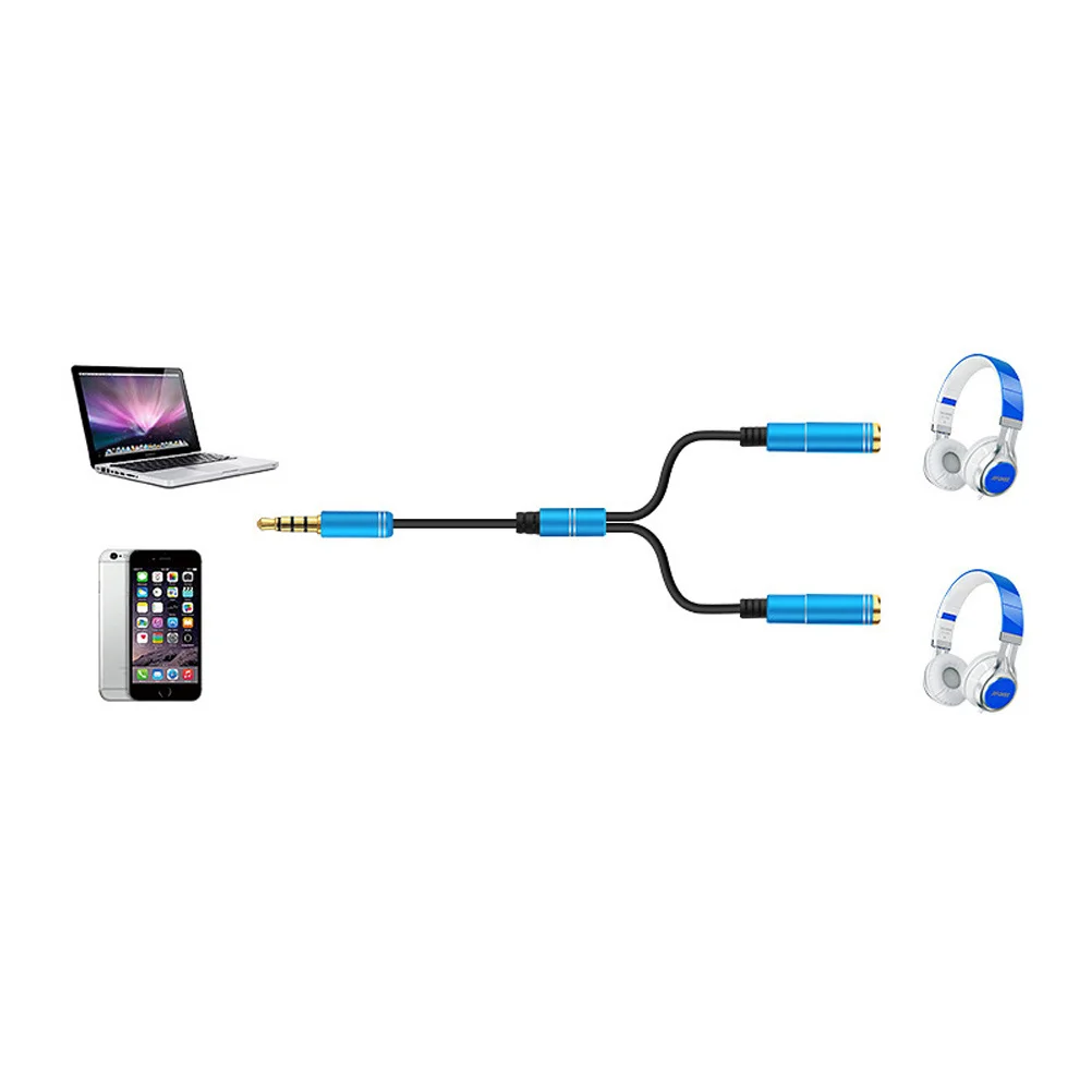 

1 to 2 3.5mm Audio Splitter Cable with Gold Plated Connectors Headset Splitter for Smartphone Tablet Mp3 Player Dual Output