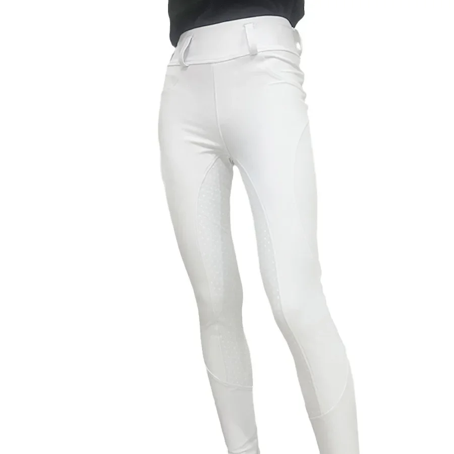 Pantalones ecuestres delgados elásticos de cintura alta para mujer, ropa de equitación deportiva antideslizante de silicona para primavera, verano y