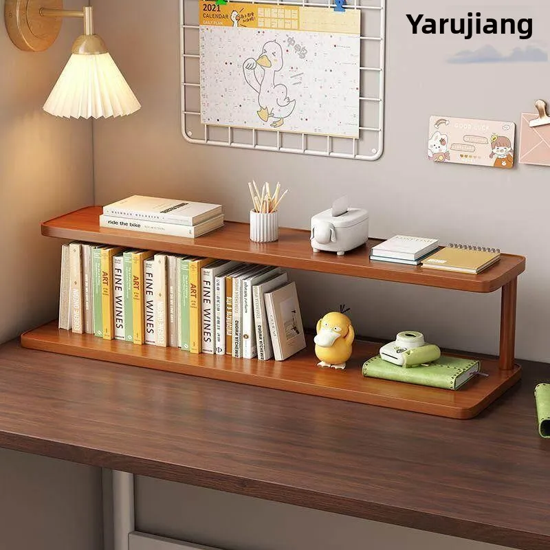 

Double Layer Desktop Organizer Rack Real Wood Cosmetic Storage Display Shelf New Chinese Style Bamboo Floor Mounted
