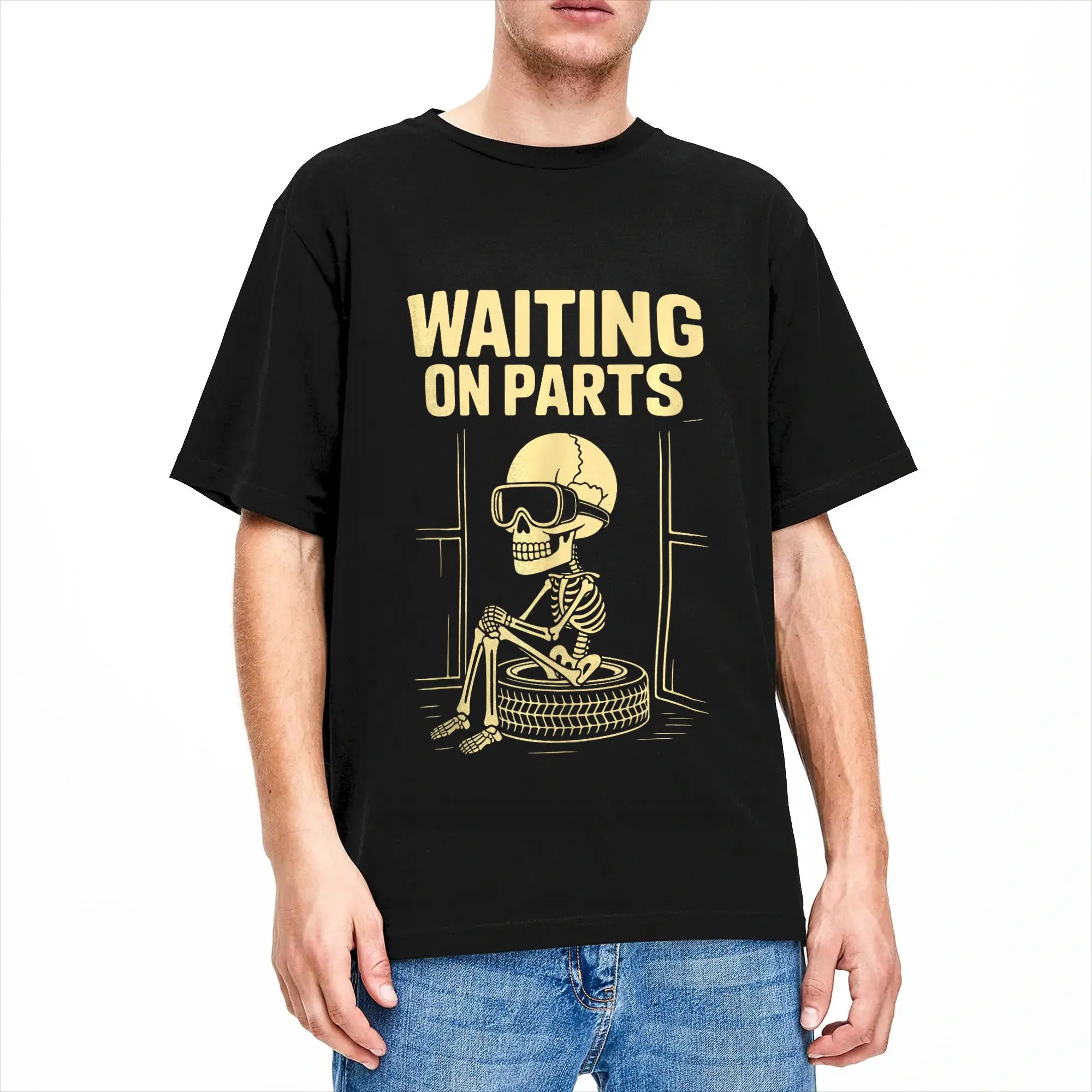 Funny Waiting On Parts Mechanic Skeleton Auto Repair Life T-Shirt Summer  Hip Hop T-Shirts Men Cotton Breathable 6XL Top Tees