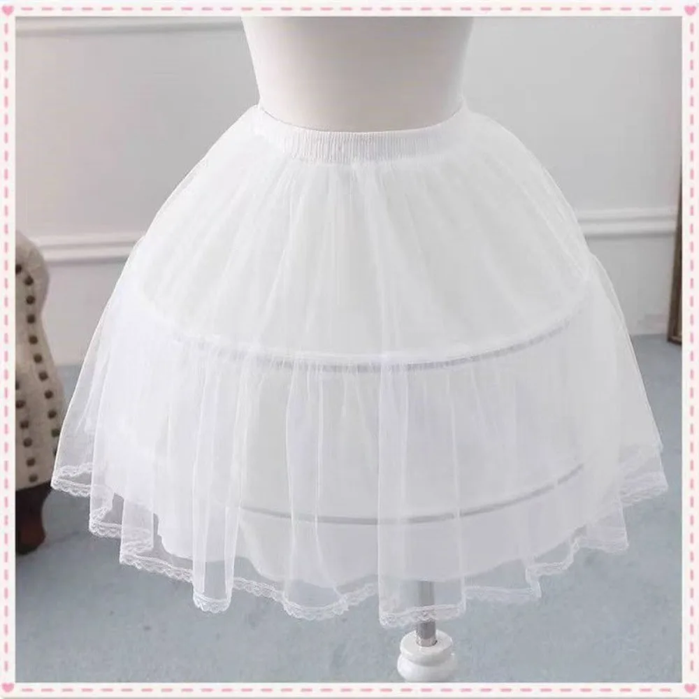 2‑Hoop 1‑Layer Tulle Petticoat Lace Trim Short Tutu Underskirt for Mini Dress Cosplay Wedding Dress Wedding Accessories