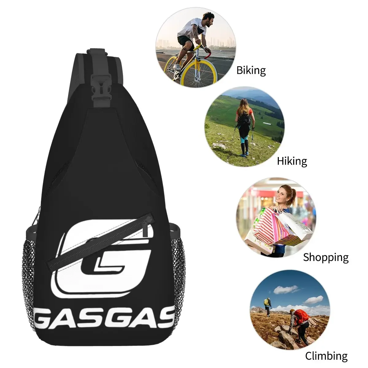 Gasgas-Bolsos cruzados para motocicleta, bandolera de pecho impresa, mochila de hombro para Moto, mochila de día para senderismo, viaje, Camping, Satchel