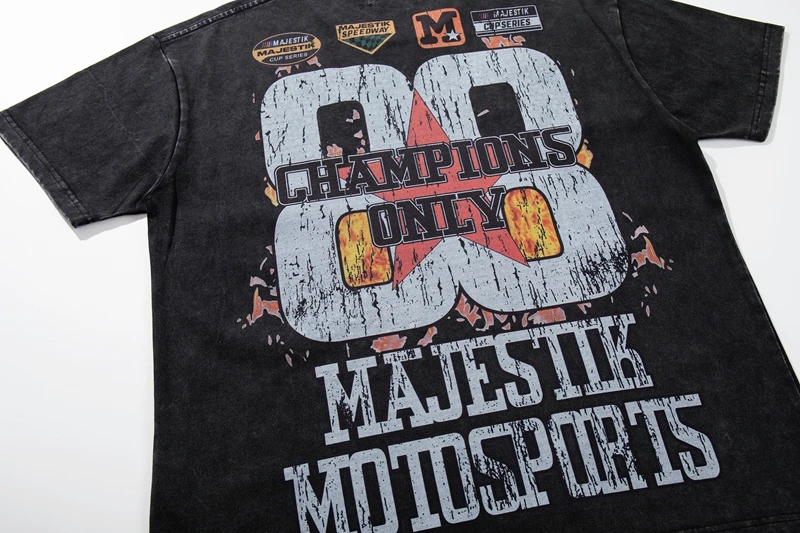 Vintage Washed Fire Print T-Shirts für Herren Y2k Streetwear Lustige Motorsport Dirt Bike Grafik-T-Shirts Sommer Übergroße Unisex-Kleidung – Detail 9