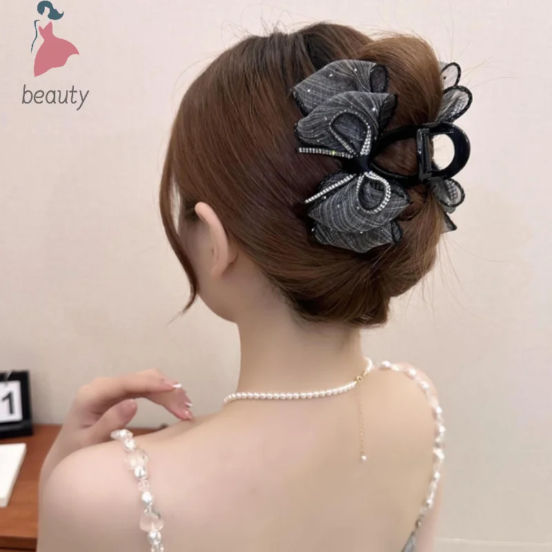 Fabric Bow Grab Hair Clips Women's New Korean Style Hairpin Fashion Shark Cawl Clips Girls Hair Accessories